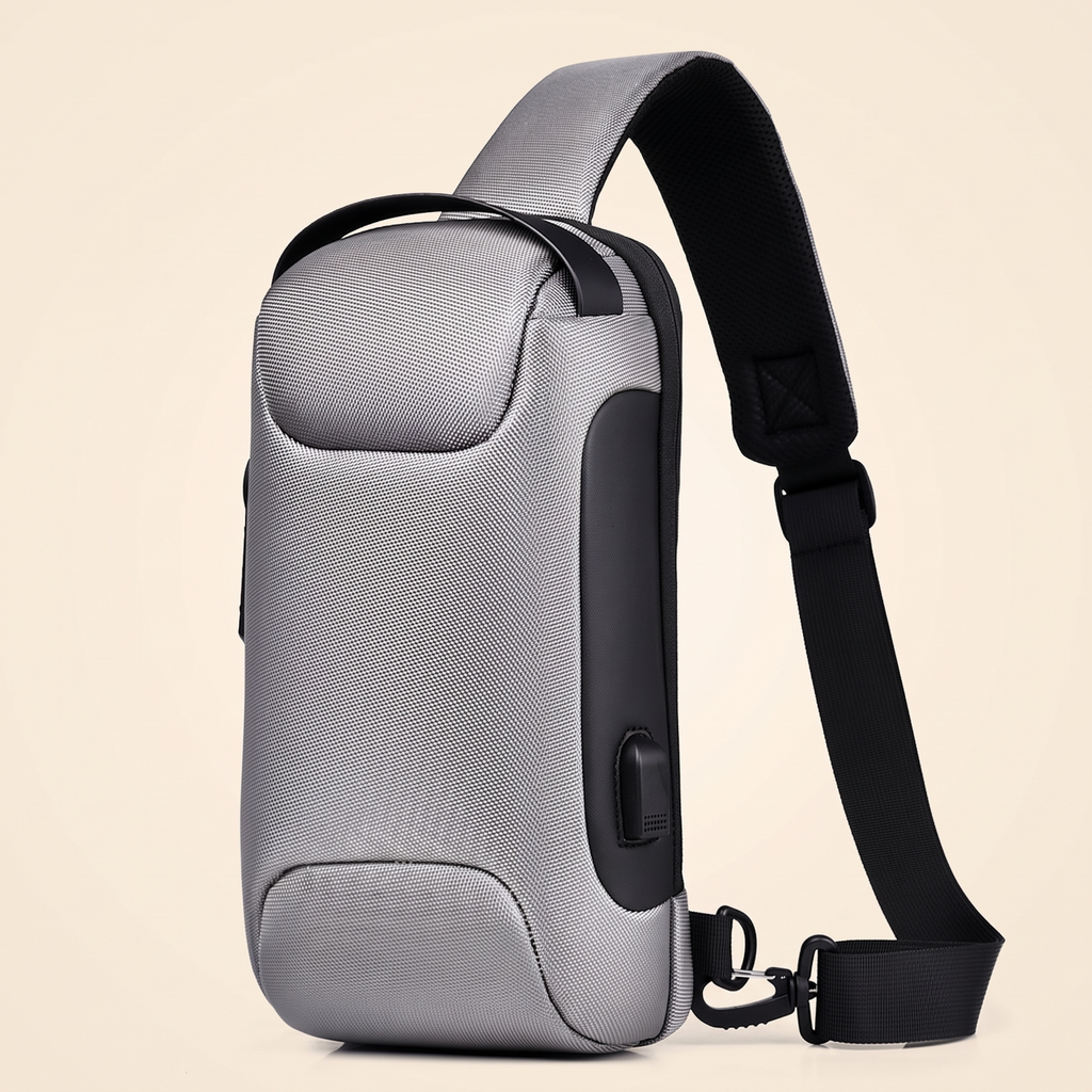Anti-theft crossbody shoulder bag in grey