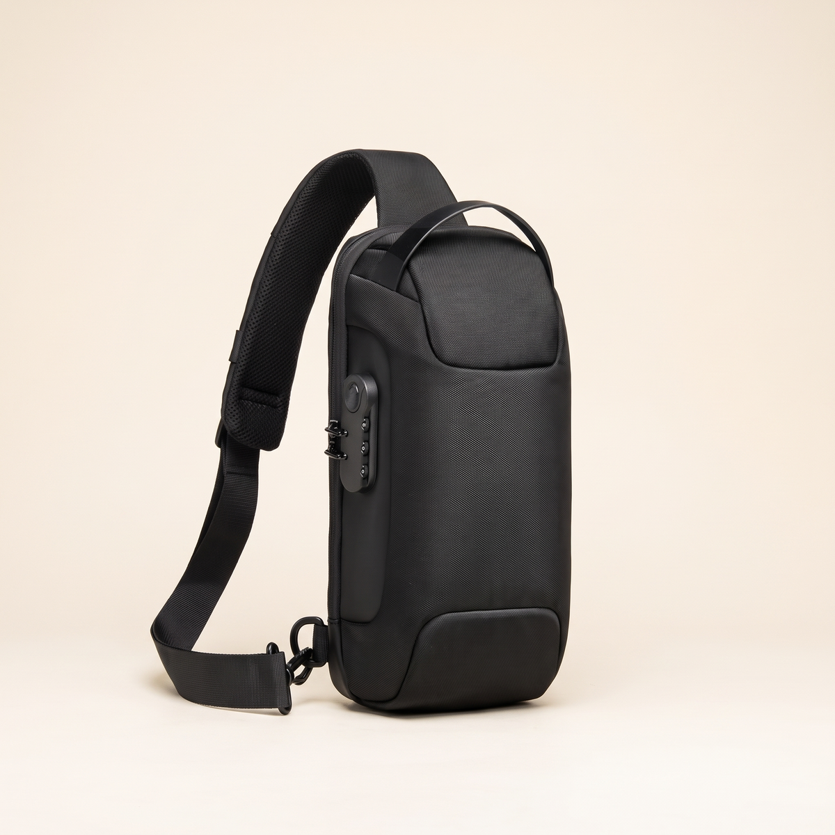 Anti-theft crossbody shoulder bag in black